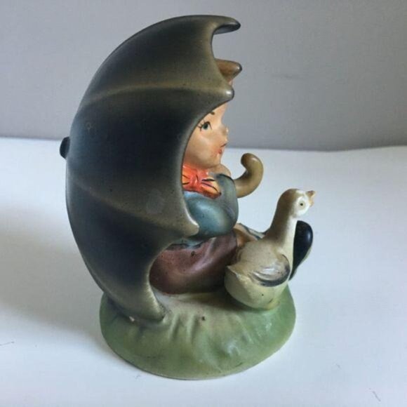 Boy with Duck and Umbrella Figurine Japan Lefton ? - Picture 2 of 7